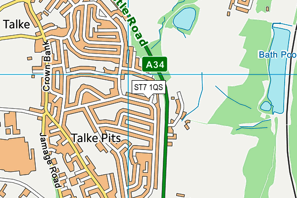 ST7 1QS map - OS VectorMap District (Ordnance Survey)