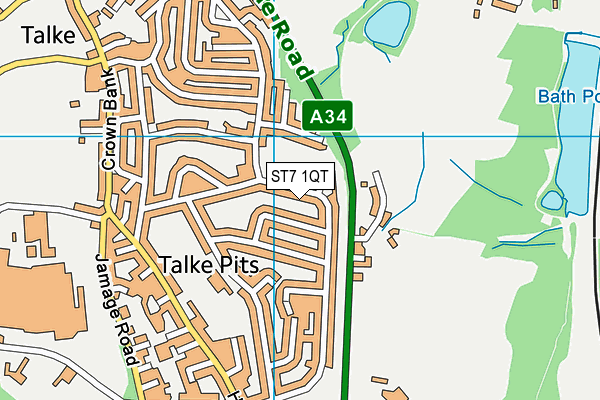 ST7 1QT map - OS VectorMap District (Ordnance Survey)