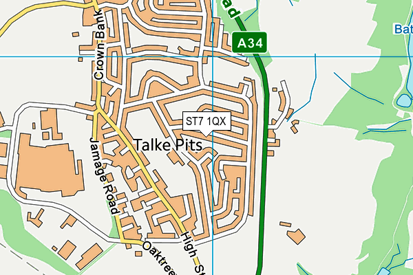 ST7 1QX map - OS VectorMap District (Ordnance Survey)