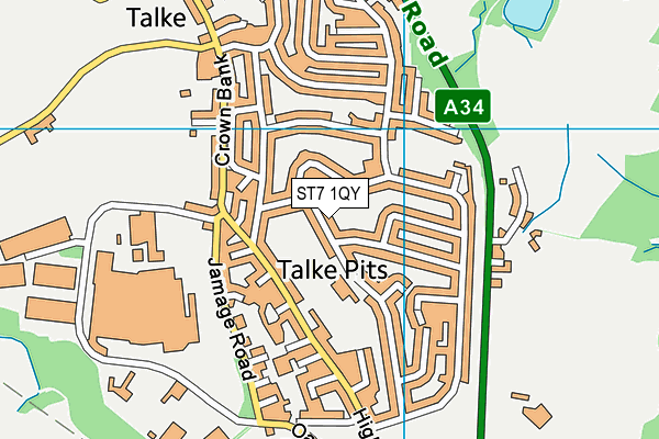 ST7 1QY map - OS VectorMap District (Ordnance Survey)