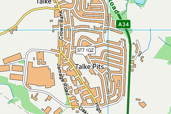 ST7 1QZ map - OS VectorMap District (Ordnance Survey)