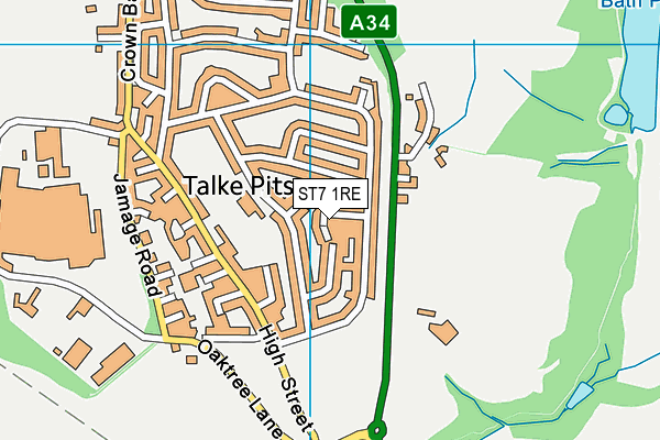 ST7 1RE map - OS VectorMap District (Ordnance Survey)