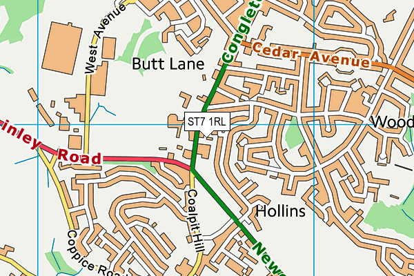 ST7 1RL map - OS VectorMap District (Ordnance Survey)