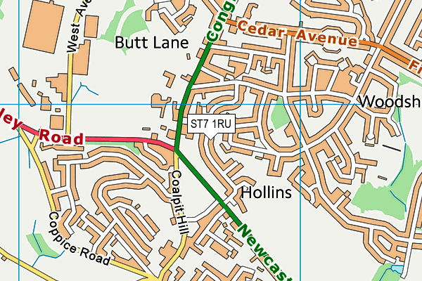 ST7 1RU map - OS VectorMap District (Ordnance Survey)