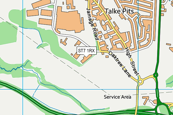 ST7 1RX map - OS VectorMap District (Ordnance Survey)