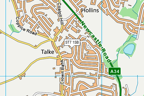 ST7 1SB map - OS VectorMap District (Ordnance Survey)