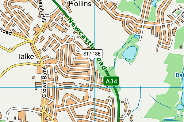 ST7 1SE map - OS VectorMap District (Ordnance Survey)