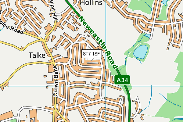 ST7 1SF map - OS VectorMap District (Ordnance Survey)