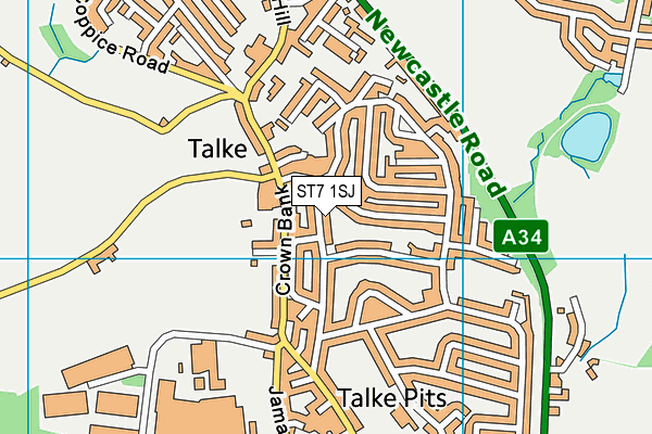 ST7 1SJ map - OS VectorMap District (Ordnance Survey)