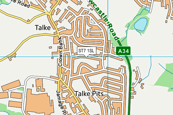 ST7 1SL map - OS VectorMap District (Ordnance Survey)