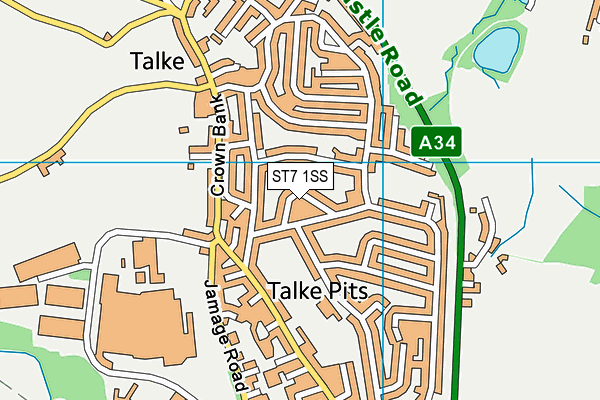 ST7 1SS map - OS VectorMap District (Ordnance Survey)