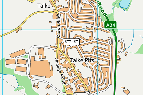 ST7 1ST map - OS VectorMap District (Ordnance Survey)