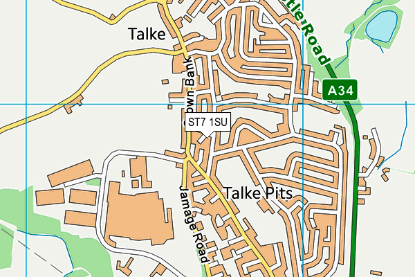 ST7 1SU map - OS VectorMap District (Ordnance Survey)