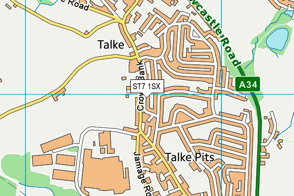 ST7 1SX map - OS VectorMap District (Ordnance Survey)