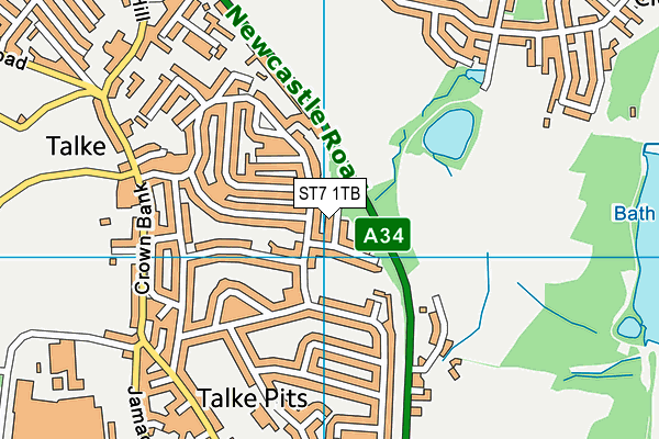 ST7 1TB map - OS VectorMap District (Ordnance Survey)