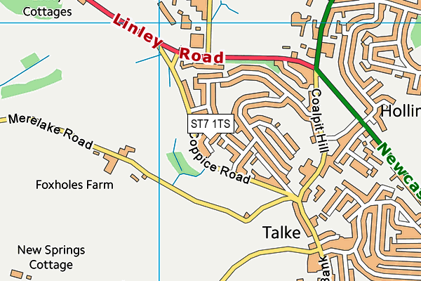 ST7 1TS map - OS VectorMap District (Ordnance Survey)