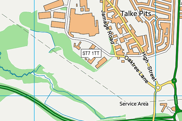 ST7 1TT map - OS VectorMap District (Ordnance Survey)