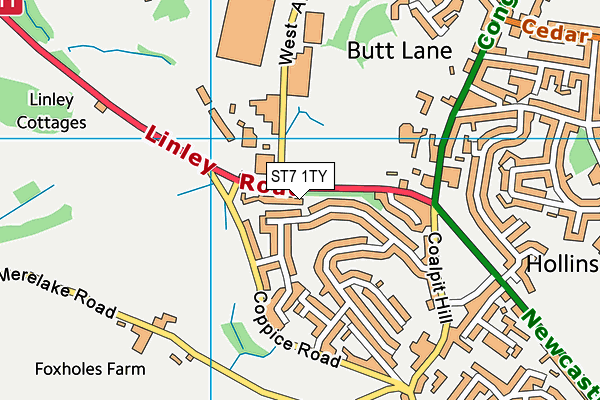 ST7 1TY map - OS VectorMap District (Ordnance Survey)