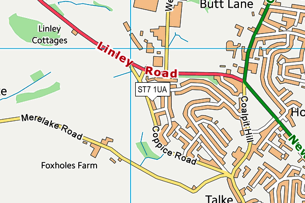 ST7 1UA map - OS VectorMap District (Ordnance Survey)