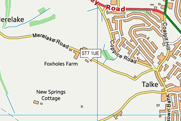 ST7 1UE map - OS VectorMap District (Ordnance Survey)