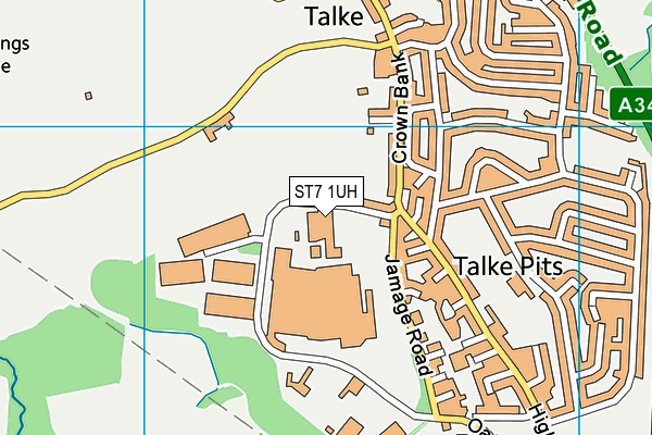 ST7 1UH map - OS VectorMap District (Ordnance Survey)