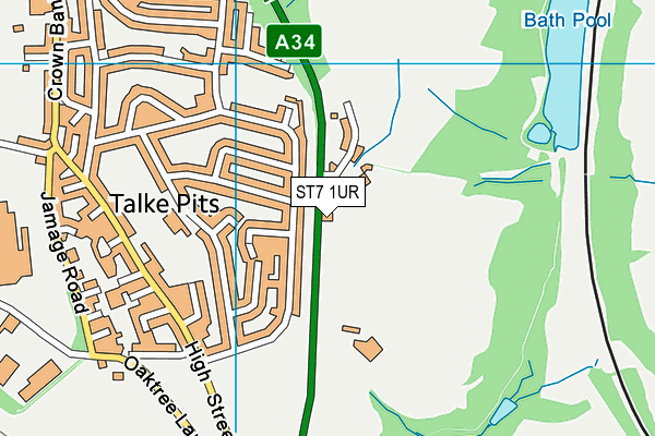 ST7 1UR map - OS VectorMap District (Ordnance Survey)