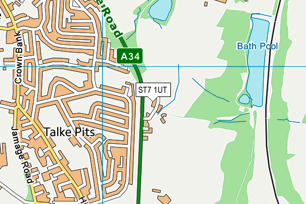 ST7 1UT map - OS VectorMap District (Ordnance Survey)