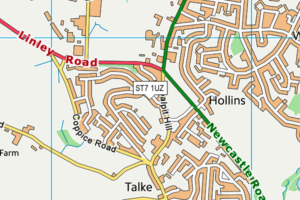 ST7 1UZ map - OS VectorMap District (Ordnance Survey)