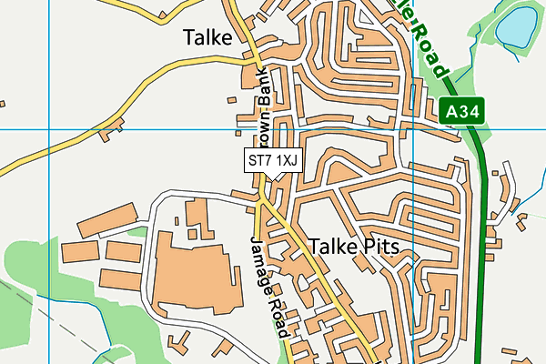 ST7 1XJ map - OS VectorMap District (Ordnance Survey)