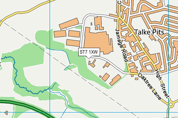 ST7 1XW map - OS VectorMap District (Ordnance Survey)