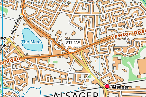 ST7 2AE map - OS VectorMap District (Ordnance Survey)