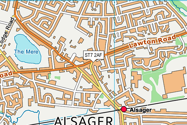 ST7 2AF map - OS VectorMap District (Ordnance Survey)