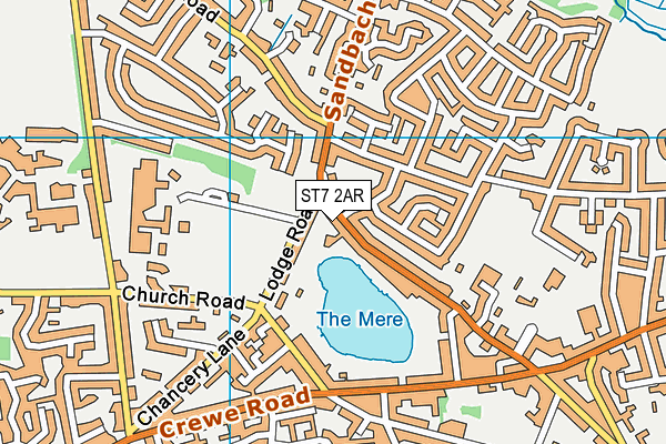 ST7 2AR map - OS VectorMap District (Ordnance Survey)