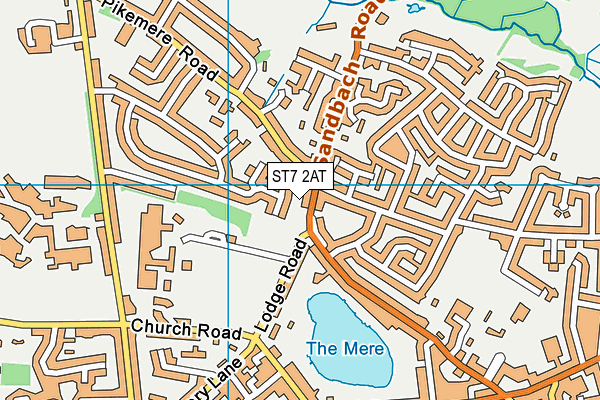 ST7 2AT map - OS VectorMap District (Ordnance Survey)