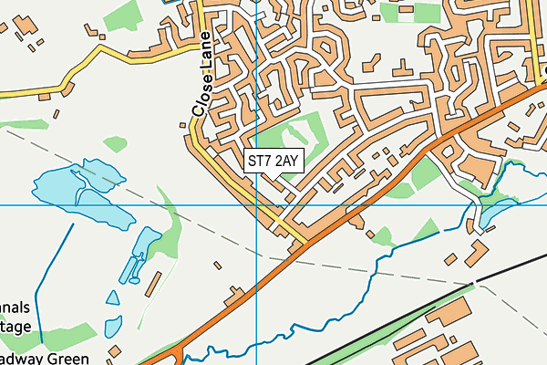 ST7 2AY map - OS VectorMap District (Ordnance Survey)