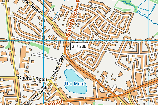 ST7 2BB map - OS VectorMap District (Ordnance Survey)