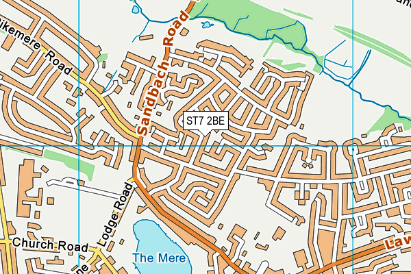 ST7 2BE map - OS VectorMap District (Ordnance Survey)