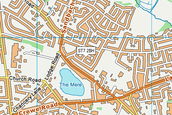 ST7 2BH map - OS VectorMap District (Ordnance Survey)