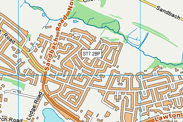 ST7 2BP map - OS VectorMap District (Ordnance Survey)