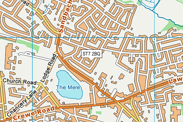 ST7 2BQ map - OS VectorMap District (Ordnance Survey)