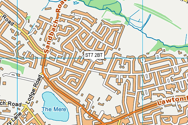 ST7 2BT map - OS VectorMap District (Ordnance Survey)