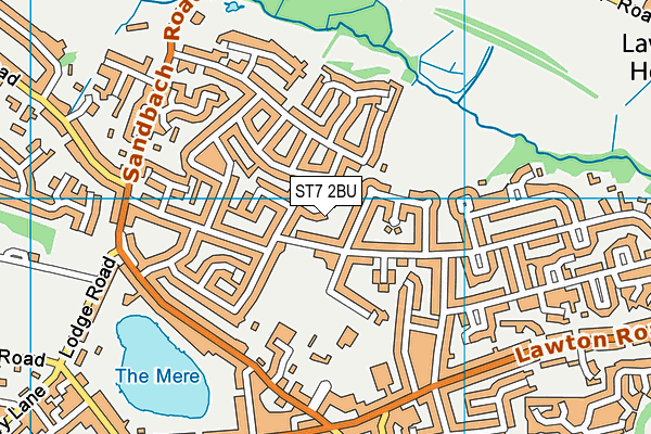 ST7 2BU map - OS VectorMap District (Ordnance Survey)
