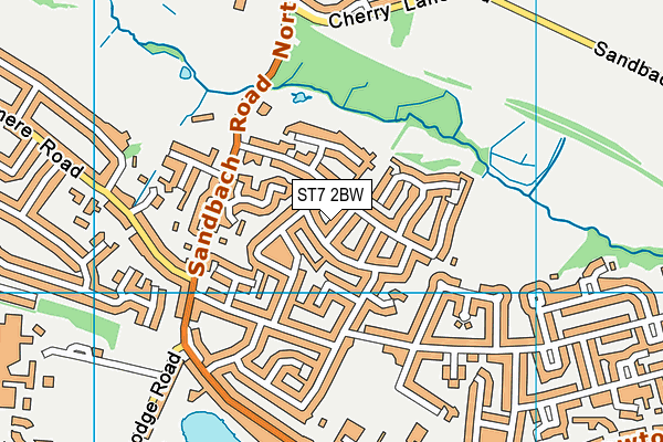 ST7 2BW map - OS VectorMap District (Ordnance Survey)