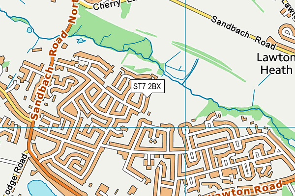 ST7 2BX map - OS VectorMap District (Ordnance Survey)