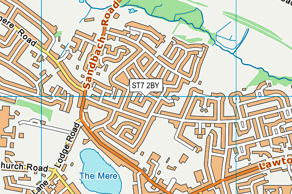 ST7 2BY map - OS VectorMap District (Ordnance Survey)