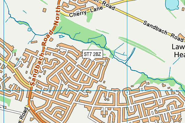 ST7 2BZ map - OS VectorMap District (Ordnance Survey)