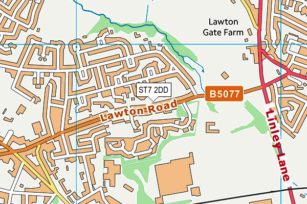 ST7 2DD map - OS VectorMap District (Ordnance Survey)