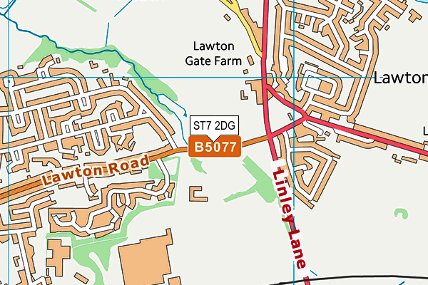 ST7 2DG map - OS VectorMap District (Ordnance Survey)