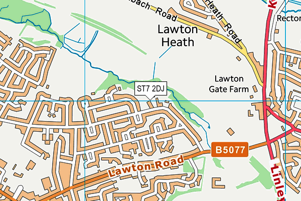 ST7 2DJ map - OS VectorMap District (Ordnance Survey)