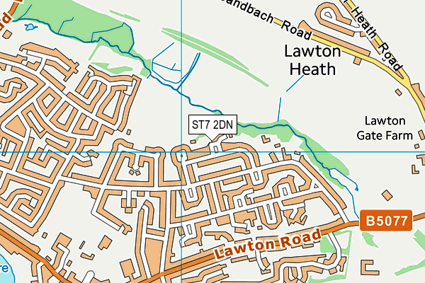 ST7 2DN map - OS VectorMap District (Ordnance Survey)